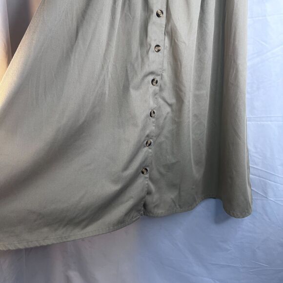 Cabin Creek Aline Button Front Maxi Khaki Skirt Earthy Effortless Neutral Size 8 - Picture 4 of 12
